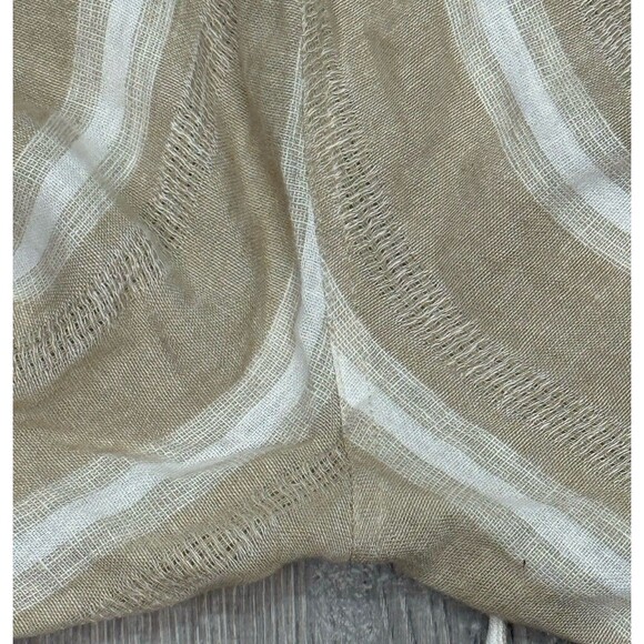 For Cynthia Boho Linen Pants XL P Wide Leg High Waist Beige Cream Petite Coastal - Picture 7 of 7